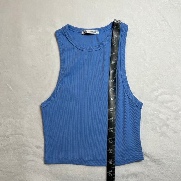 Zara Crewneck Sleeveless Ribbed Crop Tank Top Size Small 90s Y2K Beach Baby Tee - Picture 6 of 6